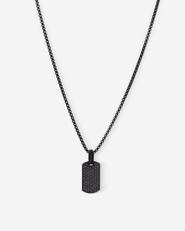 Aurora Pavé Zwart Ketting met fonkelende zirkonia, handgemaakte sieraden voor moderne klasse. Luxe heren sieraden.