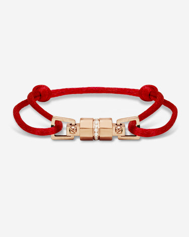 Midnight Lock Rood Armband Rosè Goudkleurig. Handgemaakt, luxe heren sieraden in premium kwaliteit.