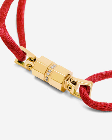 Midnight Lock Rood Armband Goudkleurig. Handgemaakte sieraden, luxe heren sieraden, exclusieve sieraden mannen.