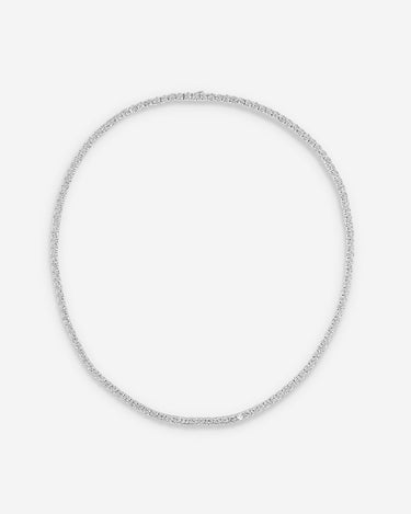 Crystal Embrace zilver Tennis Ketting, symbool voor zuiverheid en sprankelende energie.