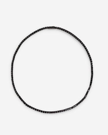 Kristallen Embrace Zwart Tennis Ketting, symbool van zuiverheid en sprankelende energie.